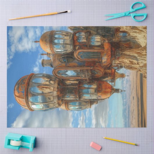 デコページファンタジーバルーン未来的な風景 薄葉紙 (クラフト)