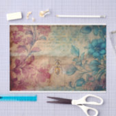 デコページフランスのヴィンテージミツバチの水色 薄葉紙 (クラフト)