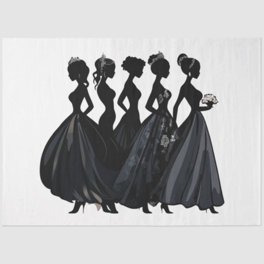 デコページブライダル結婚のファッションブラック&グレー 薄葉紙 (正面)