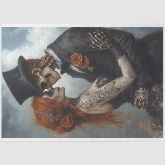 デコページポートレートスケルトンカップルの結婚 薄葉紙 (正面)