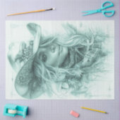 デコページポートレートデザインモノクロ女性のカーボーイ 薄葉紙 (クラフト)