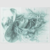 デコページポートレートデザインモノクロ女性のカーボーイ 薄葉紙 (正面)