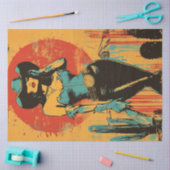 デコページレトロポップ・アートのアート女性のカーボーイピンアップポスター 薄葉紙 (クラフト)