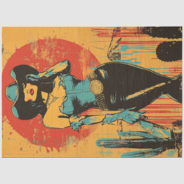 デコページレトロポップ・アートのアート女性のカーボーイピンアップポスター 薄葉紙