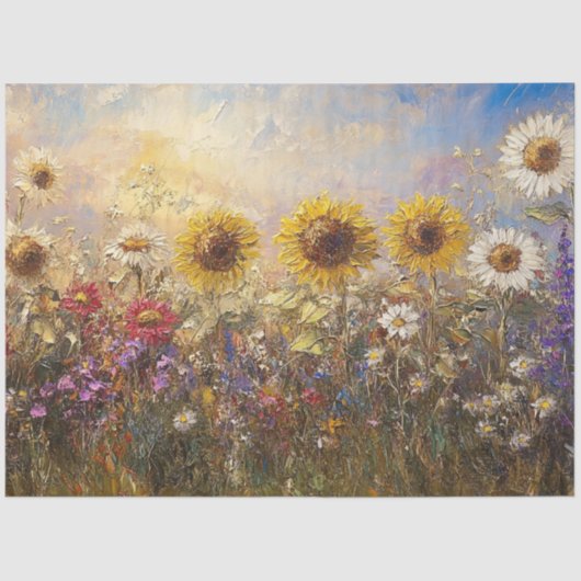 デコページヴィンテージひまわり&ワイルドフラワー油絵を描 薄葉紙 (正面)