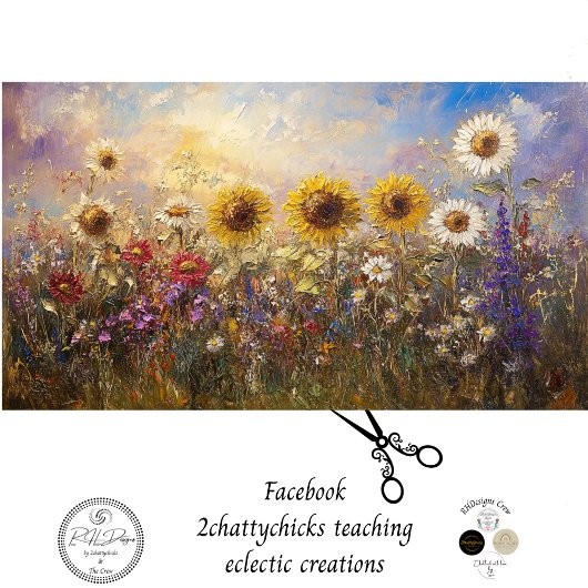 デコページヴィンテージひまわり&ワイルドフラワー油絵を描 薄葉紙