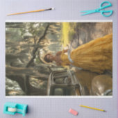 デコページヴィンテージイエローカービューティフル女性 薄葉紙 (クラフト)