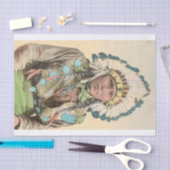 デコページヴィンテージインディアンチーフカラー化 薄葉紙 (クラフト)