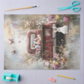 デコページヴィンテージイースターレッドトラックバニーinフィールド 薄葉紙 (クラフト)