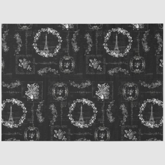 デコページヴィンテージエッフェルタワーブラックエフエメラ 薄葉紙 (正面)