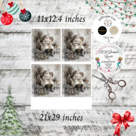 デコページヴィンテージサンタのまわりにイン椅子 薄葉紙