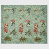 デコページヴィンテージダマスクグリーンエフェメラ ラッピングペーパー (フラット)