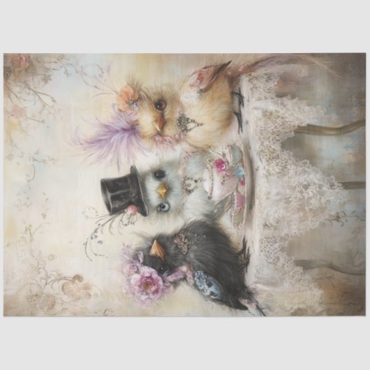 デコページヴィンテージチックステアパーティーパステルカラー 薄葉紙 (正面)