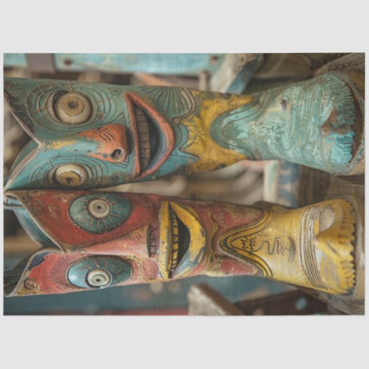 デコページヴィンテージチャードカウボーイブーツと顔 薄葉紙 (正面)