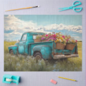 デコページヴィンテージティール（緑がかった色）トラック分野のセージ草 薄葉紙 (クラフト)