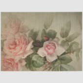 デコページヴィンテージフローラピンクローズビーセージ葉 薄葉紙 (正面)