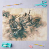 デコページヴィンテージライオンシガーヘッドフォン抽象芸術 薄葉紙 (クラフト)