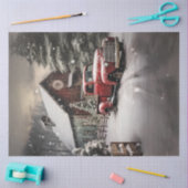 デコページヴィンテージレッドトラッククリスマスタイム 薄葉紙 (クラフト)