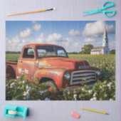 デコページヴィンテージレッドトラックコットンフィールドチャーチ 薄葉紙 (クラフト)