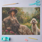 デコページヴィンテージレディーインガーデン&スタンダードプードル 薄葉紙 (クラフト)