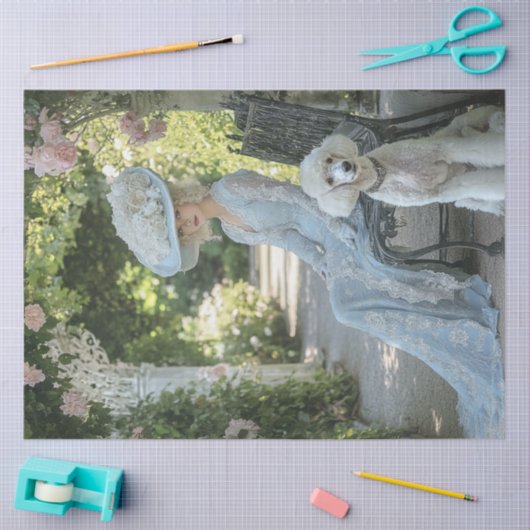 デコページヴィンテージレディーインガーデン&プードルイザベラ 薄葉紙 (クラフト)