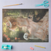 デコページヴィンテージレディーピンクドレス&ホワイトプードル 薄葉紙 (クラフト)