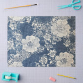 デコページヴィンテージレースとデニムテクスチャ 薄葉紙 (クラフト)