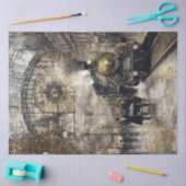 デコページヴィンテージ列車駅パリフランス 薄葉紙 (クラフト)