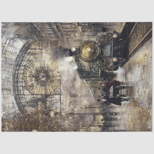 デコページヴィンテージ列車駅パリフランス 薄葉紙 (正面)