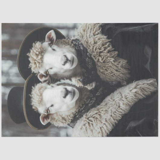 デコページヴィンテージ夫の妻の羊 薄葉紙 (正面)