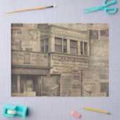 デコページヴィンテージ新聞の古いフォント色あせ 薄葉紙 (クラフト)