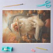 デコページヴィンテージ洗練されたクリームカラーネコ 薄葉紙 (クラフト)