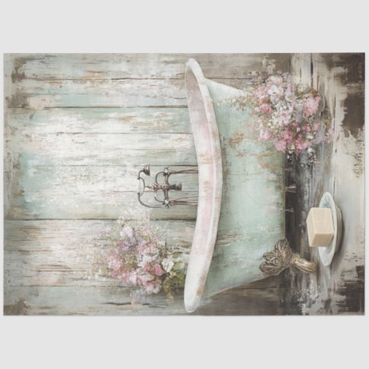 デコページヴィンテージ淡い色のブルータブ 薄葉紙 (正面)