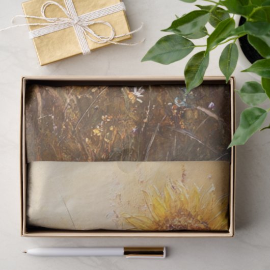 デコページヴィンテージ絵を描のヒマワリとワイルドフラワー 薄葉紙 (ギフト)