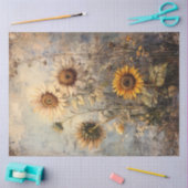 デコページヴィンテージ絵を描ひまわり 薄葉紙 (クラフト)