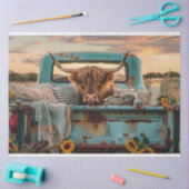 デコページヴィンテージ錆びたトラックハイランドカウズ 薄葉紙 (クラフト)