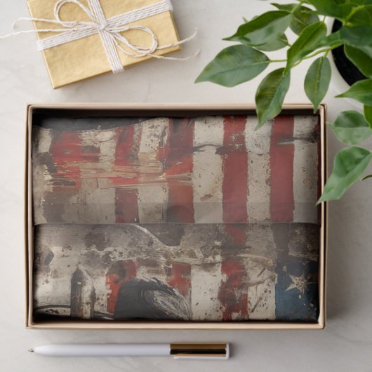 デコページヴィンテージ風化されたフラグ付き自動二輪車 薄葉紙 (ギフト)