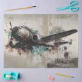 デコページヴィンテージ飛行機抽象芸術絵を描壁画 薄葉紙 (クラフト)
