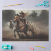 デコページ女性のカーボーイロデオライダー 薄葉紙 (クラフト)