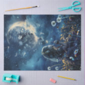 デコページ小さな女の子フィールドタンデリオンズ&ムーン 薄葉紙 (クラフト)