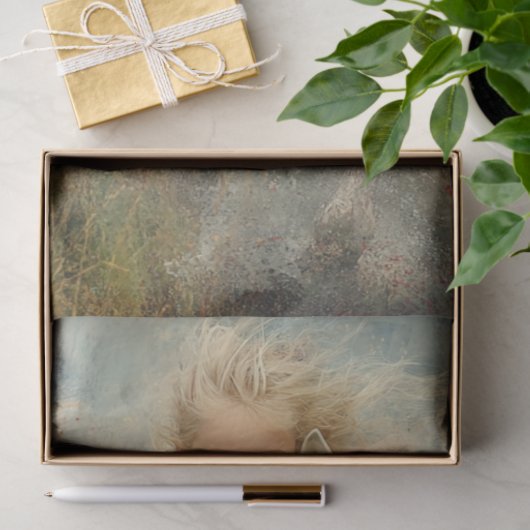 デコページ小さな女の子白馬野花 薄葉紙 (ギフト)