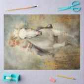 デコページ小さな女の子白馬野花 薄葉紙 (クラフト)