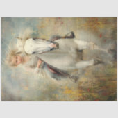 デコページ小さな女の子白馬野花 薄葉紙 (正面)