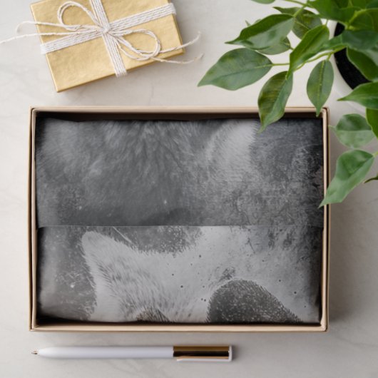 デコページ抽象芸術オオカミとクマの森のシーン 薄葉紙 (ギフト)