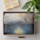 デコページ抽象芸術ブルーホワイトクリスマスツリー 薄葉紙 (ギフト)