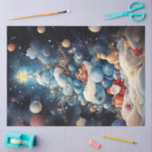 デコページ抽象芸術ブルーホワイトクリスマスツリー 薄葉紙 (クラフト)