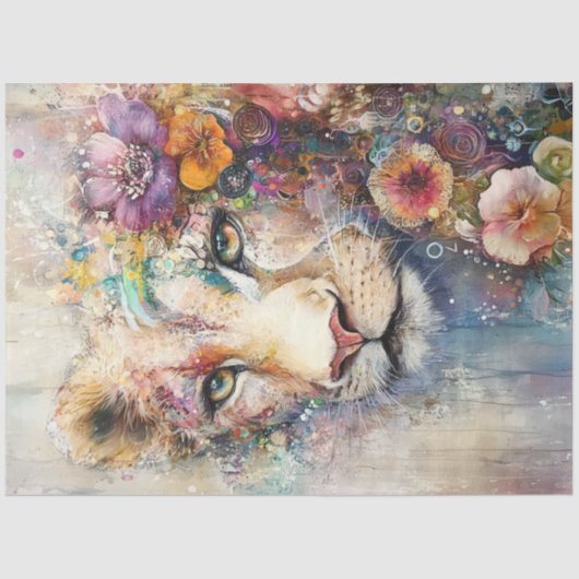 デコページ抽象芸術ライオンズ顔芸術的要素 薄葉紙 (正面)