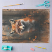 デコページ抽象芸術油彩キツネ内森林 薄葉紙 (クラフト)