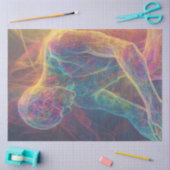 デコページ抽象芸術白熱［赤熱］光を放つライトヒト姿 薄葉紙 (クラフト)