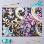 デコページ抽象芸術金ゴールド紫の青の渦巻き 薄葉紙 (クラフト)